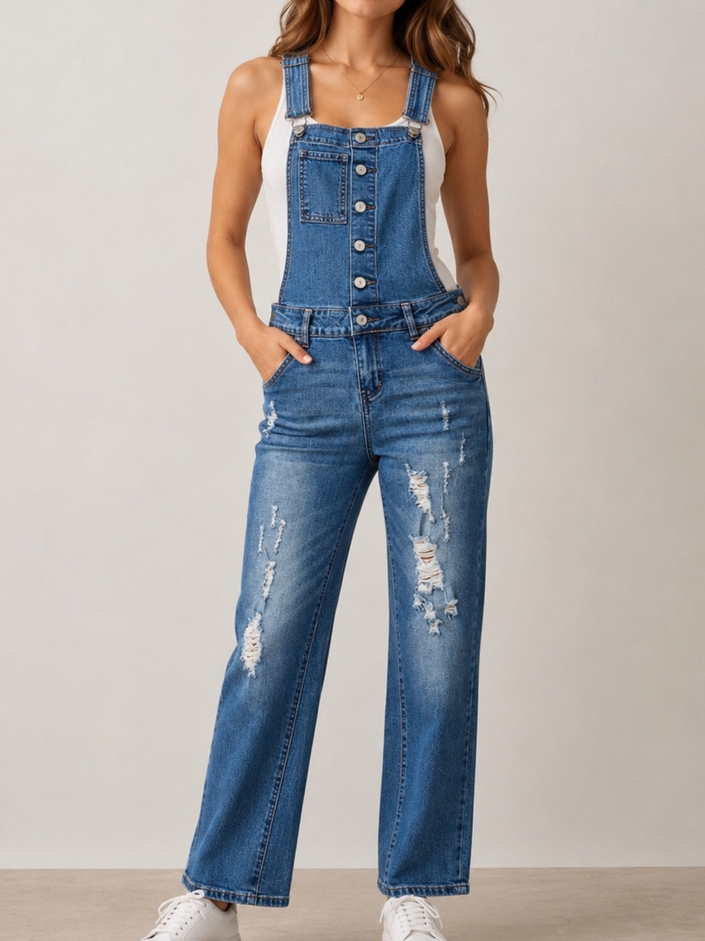 Ardene Eighty Two Distressed Light Wash Denim Overalls Women’s Size 0